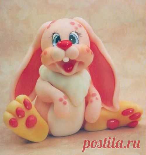 Зайчик из полимерной глины - Лепка
