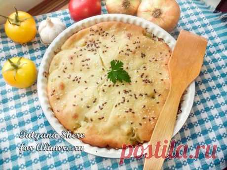 Заливной пирог с луком и кабачками / Рецепты с фото