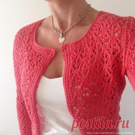 Летняя ажурная кофточка спицами — HandMade