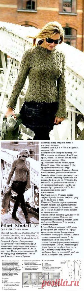 Вяжем спицами пуловер. Женский пуловер спицами со схемой | Домоводство для всей семьи