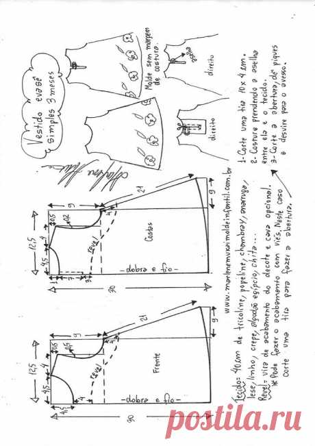 Vestido Evasê Simples – DIY- marlene mukai – molde infantil