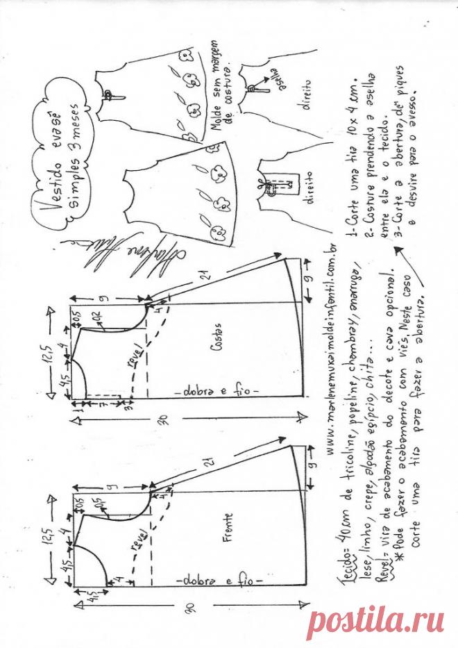 Vestido Evasê Simples – DIY- marlene mukai – molde infantil