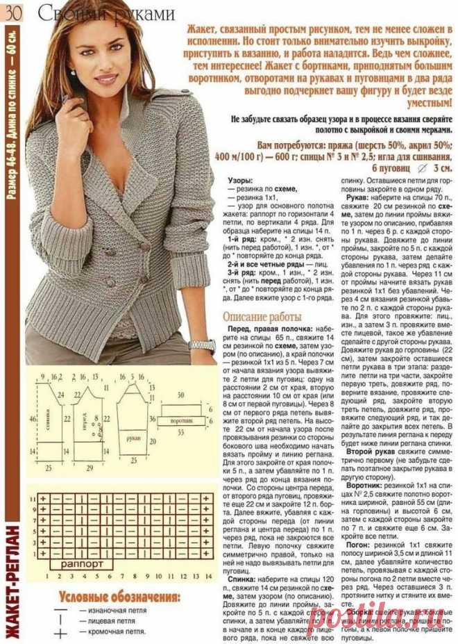 Вязаный жакет ПОЛНОЕ ОПИСАНИЕ