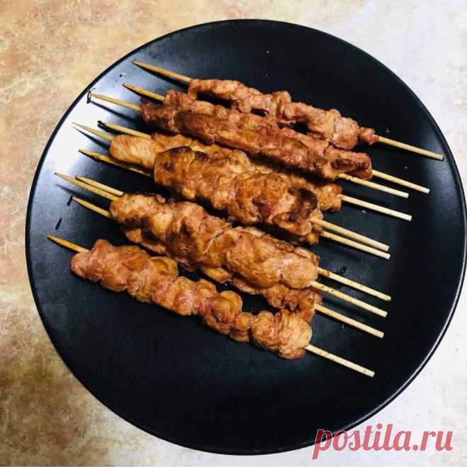 Шашлык на сковородке из куриного филе - рецепт автора Марта