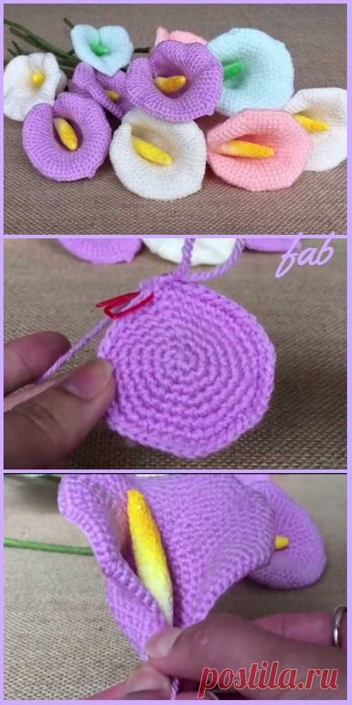 Crochet Calla Lily Flower Free Pattern Tutorial Video