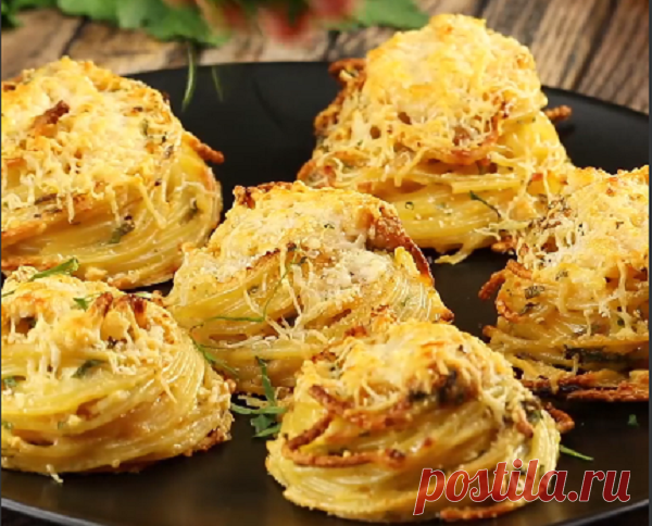 Маленький тортик из спагетти. Удобно и вкусно