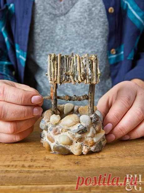 This adorable well and basket will add instant cottage charm to any fairy garden.