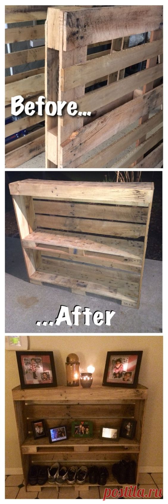 Pallet entry table. Reclaimed and up cycled! Pallet project, pallet wood, rustic shoe rack. by Big Sunshine | For the Home