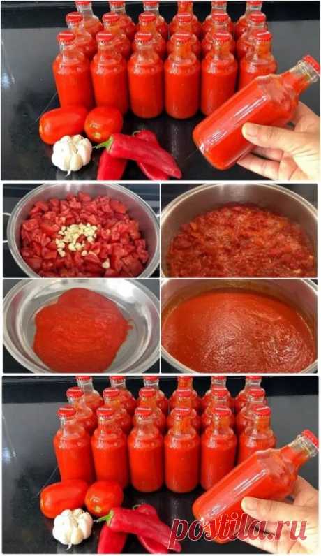 Неотразимо вкусный! Густой томатный соус на зиму: хоть к макаронам, хоть в пиццу, хоть куда

 Ингредиенты

1,5 кг помидоров;
600 г сладкого перца;
1 головка чеснока;
1 пучок петрушки;
немного свежего базилика;
1 ч. л. чёрного молотого перца;
1 ст. л. соли;
1 ст. л. сахара.
Густой томатный соус на зиму

Помойте и нарежьте помидоры. Можно брать любые: и сочные, и мясистые. Перебейте в блендере в однородную массу. Перелейте в кастрюлю, поставьте на огонь.
а томат закипает, на...