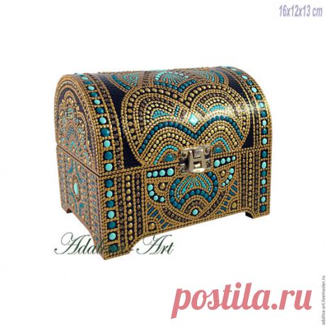 Купить АРМАН сундучок Точечная роспись - шкатулка, Роспись по дереву, adalina-art, adalina