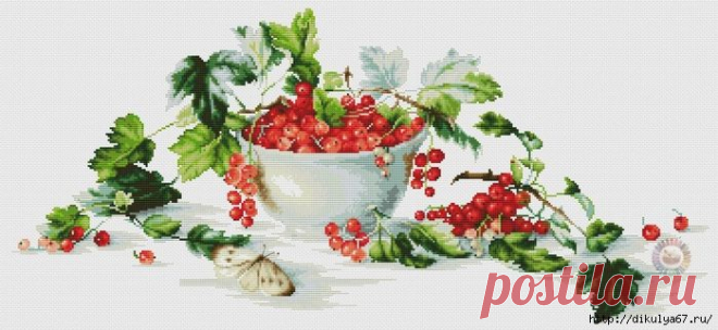 Красивая вышивка с ягодами