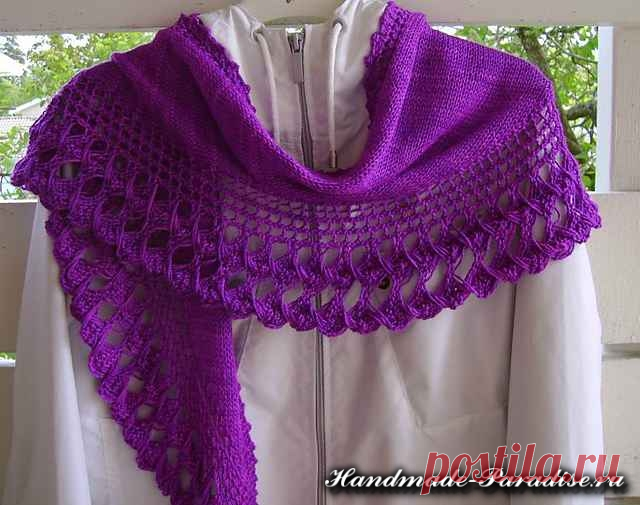 Вязание бактуса с ажурным краем спицами - Handmade-Paradise