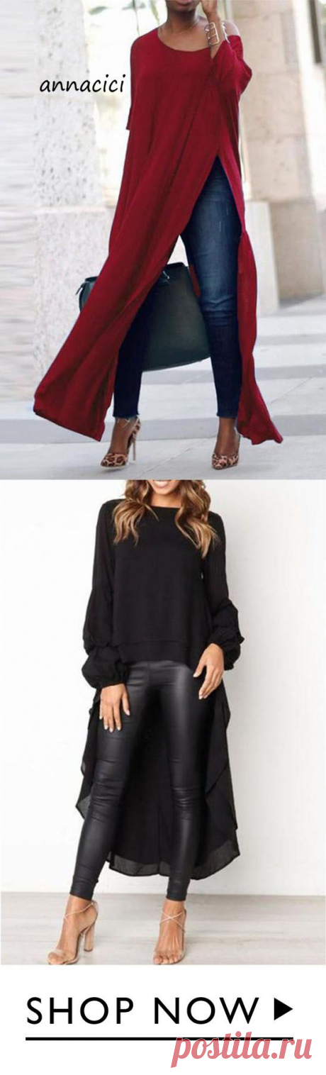 52% off, Round Neck Asymmetric Hem Plain Lantern-Sleeve Blouse