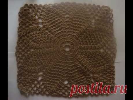 Большой квадратный мотив.Square crochet motif - YouTube