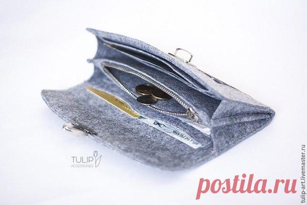 Шьем вместительный кошелек из фетра