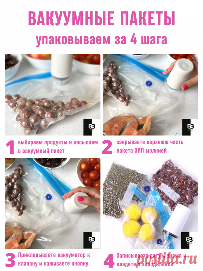 Многоразовые вакуумные пакеты с клапаном BerezaBurg для правильного питания | BerezaBurg дом, сад, огород, кухня | Дзен