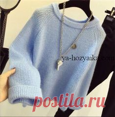 Пуловер спицами с рукавом 7/8. Вяжется моделька английской резинкой. Выкройку можно использовать из ниже предложенных вариантов