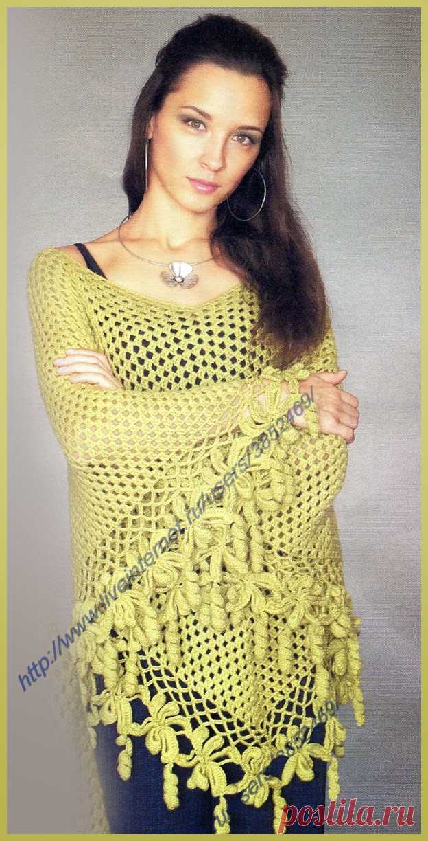 Irish crochet &: Пончо с цветами