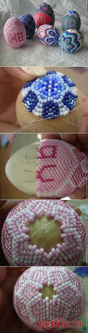 (+1) - Пасхальное яйцо из бисера без предварительной схемы | Очумелые ручки