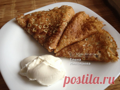 Блины на кефире рецепт пошаговый от Лиги Кулинаров. Рецепт блинов на кефире, рецепты Лиги Кулинаров.