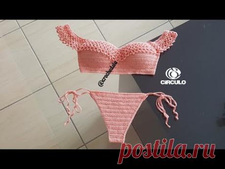 Biquíni de praia em crchê ( Parte de Cima) - Parte 1