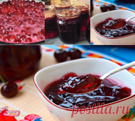 ВАРЕНИЕ «ВИШНЯ В ЖЕЛЕ» | Вишня 1 кг, Сахар 700 г, Желатин 2 ст. л. Из вишни удалите косточки. Смешайте сахар с желатином и засыпьте ягоды. Оставьте в прохладном месте на 12 часов, чтобы выделился сок. Поставьте кастрюлю с ягодами на слабый огонь. Доведите до кипения, варите, не забывая помешивать 3 минуты. Снимайте пену. Разлейте желе по банкам, закатайте.