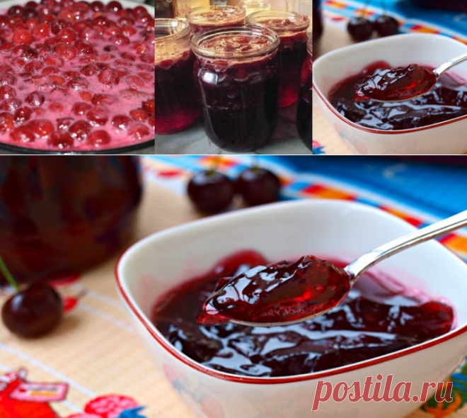 ВАРЕНИЕ «ВИШНЯ В ЖЕЛЕ» | Вишня 1 кг, Сахар 700 г, Желатин 2 ст. л. Из вишни удалите косточки. Смешайте сахар с желатином и засыпьте ягоды. Оставьте в прохладном месте на 12 часов, чтобы выделился сок. Поставьте кастрюлю с ягодами на слабый огонь. Доведите до кипения, варите, не забывая помешивать 3 минуты. Снимайте пену. Разлейте желе по банкам, закатайте.
