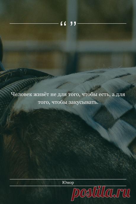 Цитата про «Юмор» — Человек живёт не для того, чтобы есть, а для…