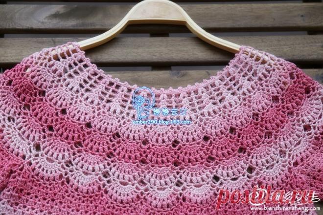 Розовый топ с круглой кокеткой - Все в ажуре... (вязание крючком) - Страна Мам