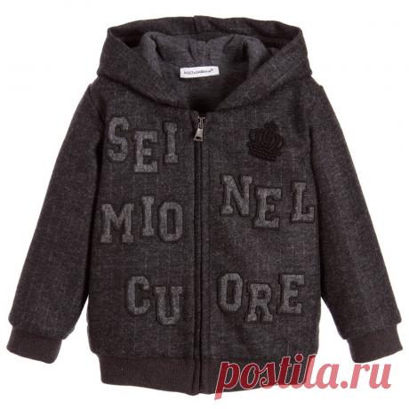 Dolce & Gabbana - Baby Boys Grey Wool 'Sei Nel Mio Cuore' Jacket | Childrensalon