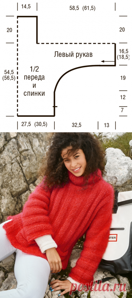 Красный мохеровый свитер - схема вязания спицами. Вяжем Свитеры на Verena.ru