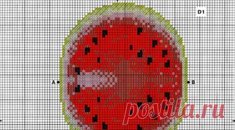 Схема вышивки крестом Игольница «Арбуз» (Закладки, игольницы, часы)