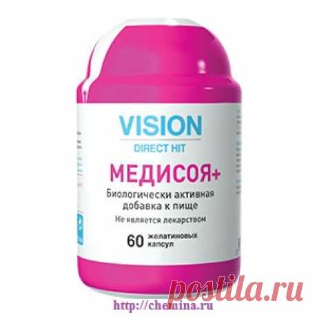 Поддерживает гормональный баланс женского организма и может служить альтернативой гормональной терапии. 
Медисоя способна облегчить климактерические симптомы - головные боли, ощущение жара, сухость влагалища, нерегулярные менструации, перемены настроения, общий дискомфорт.