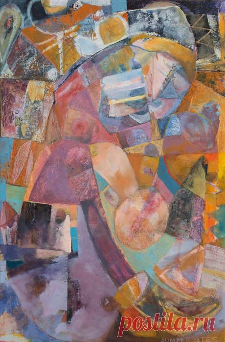 Summer Yates - Rose Lunette, Painting, Oil on MDF Panel, Painting For Sale at 1stdibs