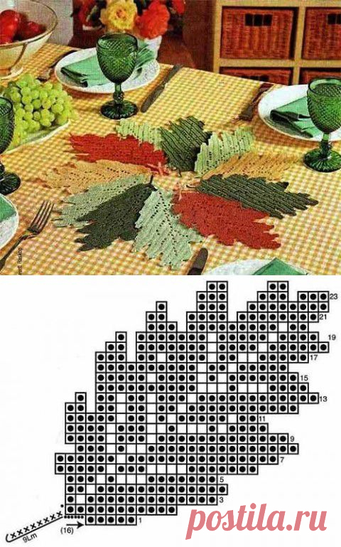 Красивые листья (филейное вязание) | Искусница