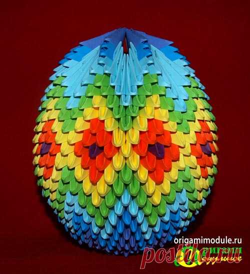 Пасхальное яйцо из модулей в вазочке-подставке