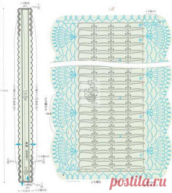 Вязаный шарф крючком