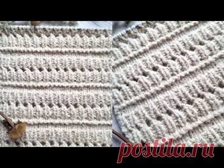 Как простая резинка превратилась в стильный узор🧶❤️🍁knitting pattern.