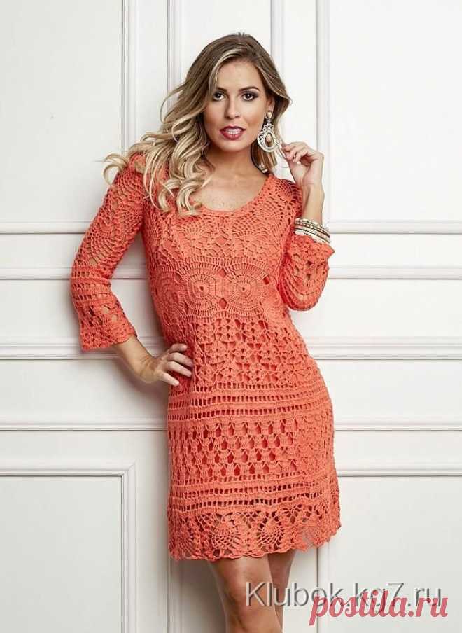 Оранжевое чудо. Платье с бразильского сайта. | Клубок