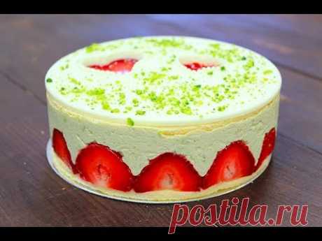 Торт Фрезье / Фисташковый / Strawberry Fraisier Cake with Pistachios