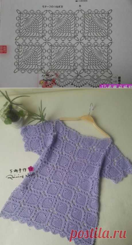 Openwork crochet blouse. Free patterns to crochet | Домоводство для всей семьи
