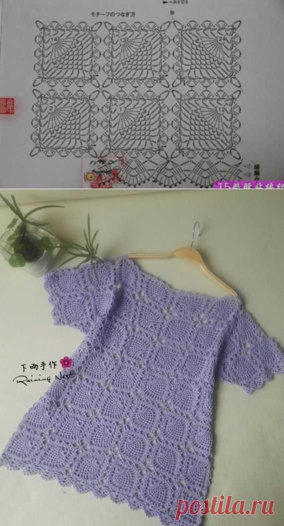 Openwork crochet blouse. Free patterns to crochet | Домоводство для всей семьи