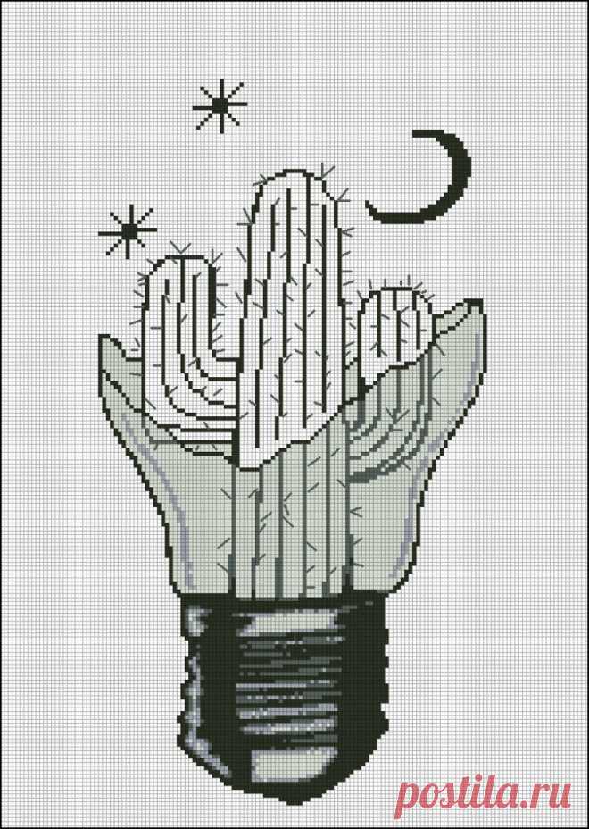 Abstract Cross Stitch Pattern Cactus in Lamp Modern | Etsy