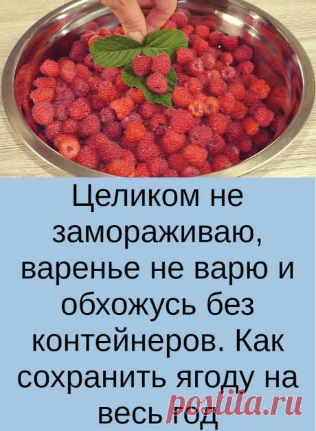 Целиком не замораживаю, варенье не варю и обхожусь без контейнеров. Как сохранить ягоду на весь год