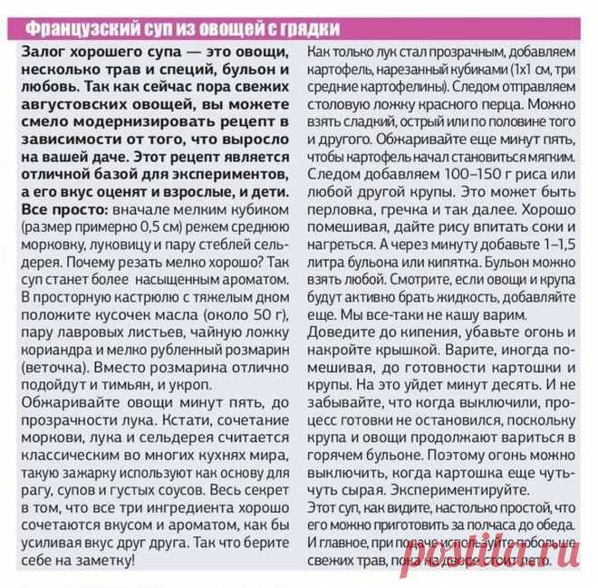 Французский суп из овощей с грядки