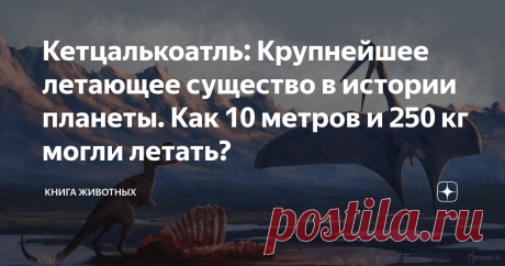 Кетцалькоатль: Крупнейшее летающее существо в истории планеты. Как 10 метров и 250 кг могли летать? Ящер с параметрами жирафа. Только хищный и летающий.