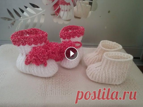 Пинетки-сапожки &quot;УГГИ&quot; крючком. Часть 2/2 /How to knit Baby Bootiess Предлагаю связать сапожки &quot;Угги&quot; для наших малышей на размер 10-11 смПинетки &quot;УГГИ&quot; часть 1: Ссылка на пряжу: Вывязывание шнурков:...