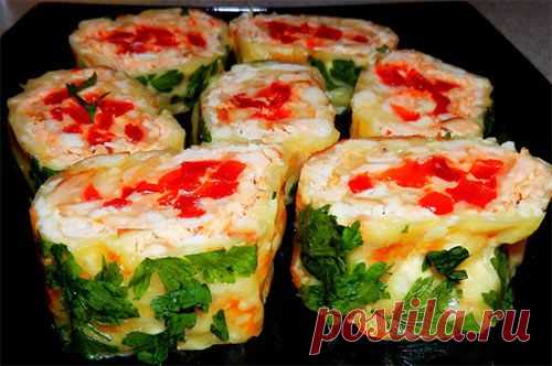 Курино-перечно-сырный рулет
