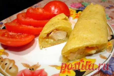 Картофельный рулет с курицей:Рецепт №1