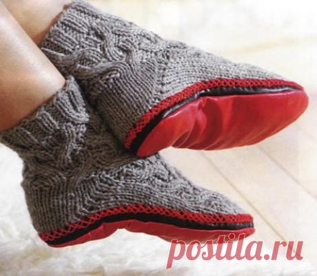 Как связать носки с кожаной подошвой: описание и схема